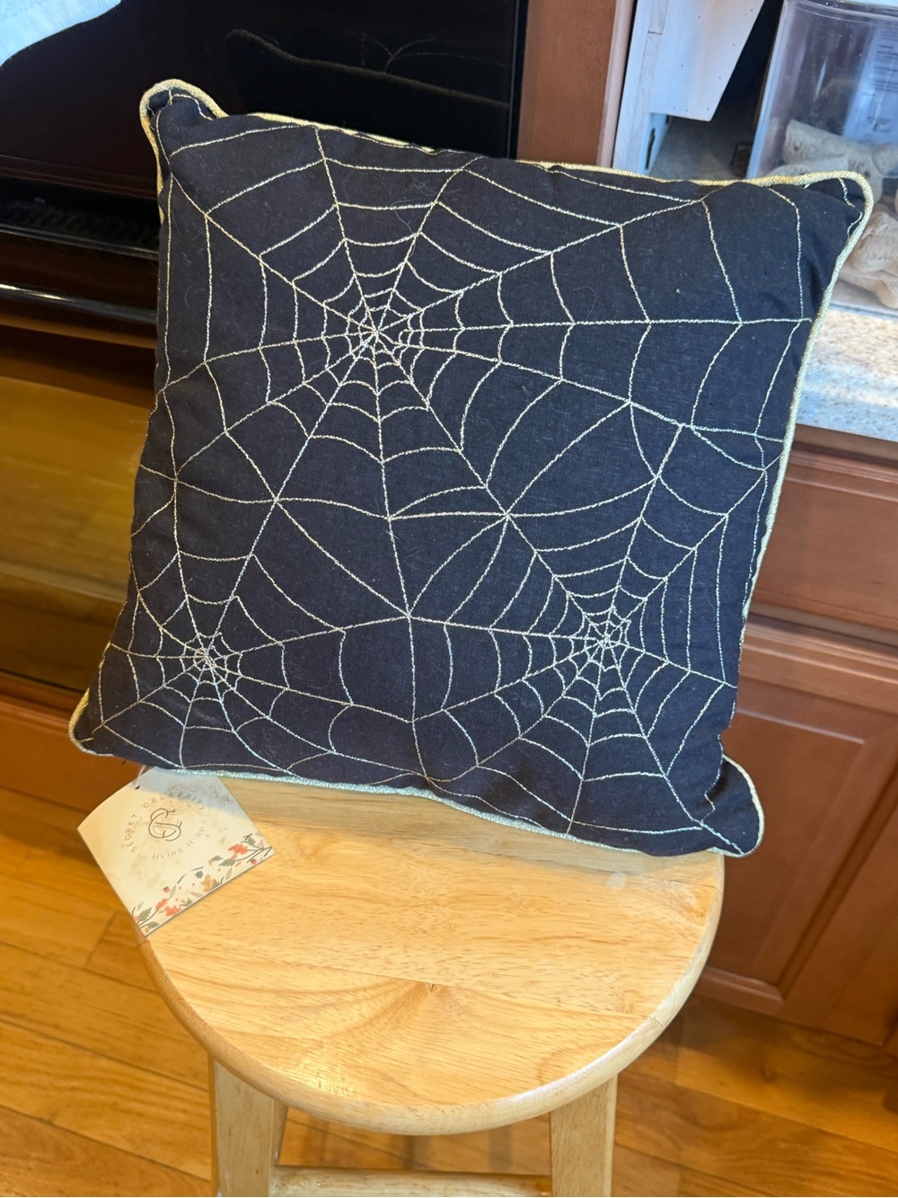 Holiday Spiderweb Decorative Pillow - Black NWT!